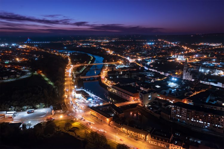 Drogheda aerial photography at night