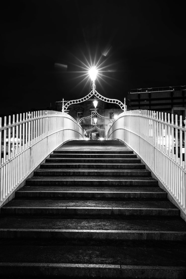Ha'penny Bridge in black and white photography